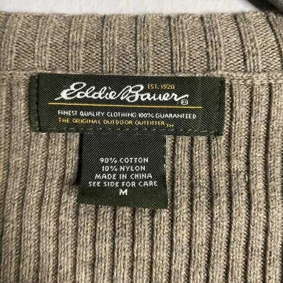 Eddie Bauer Women's Tan Ribbed Long Sleeve Cardigan - Picture 4 of 6